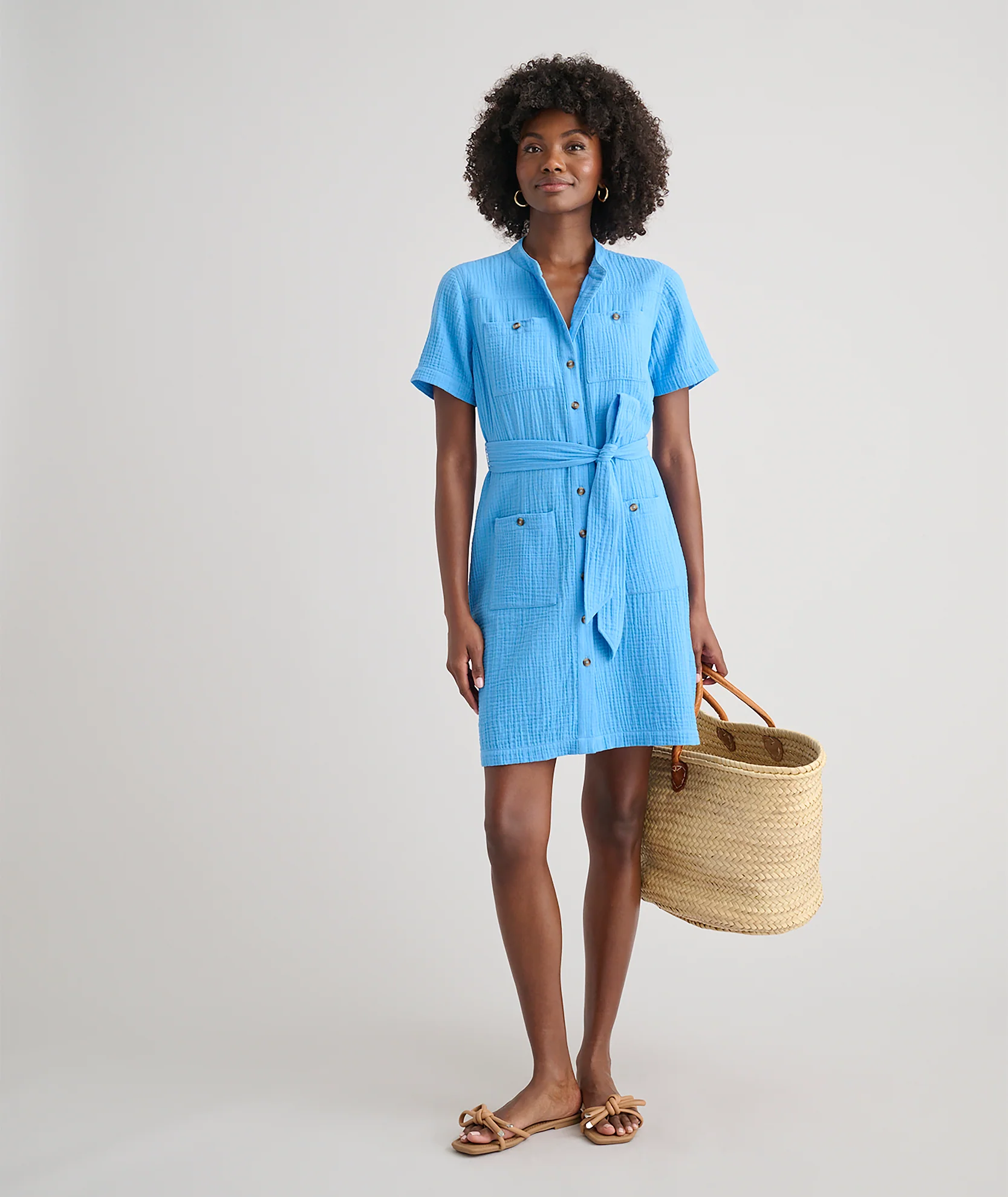 Cotton Gauze Short-Sleeve Avery Dress - Image 3