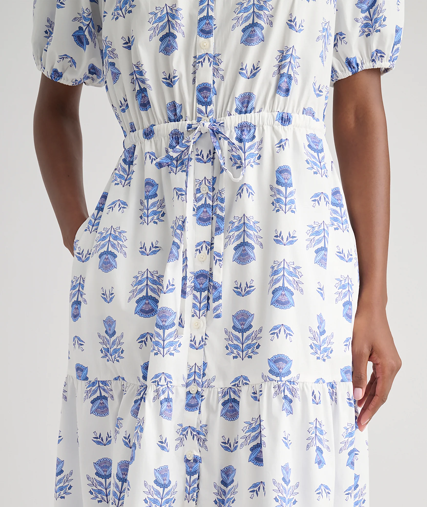 Stretch Cotton Printed Brigette Midi Dress - Image 5