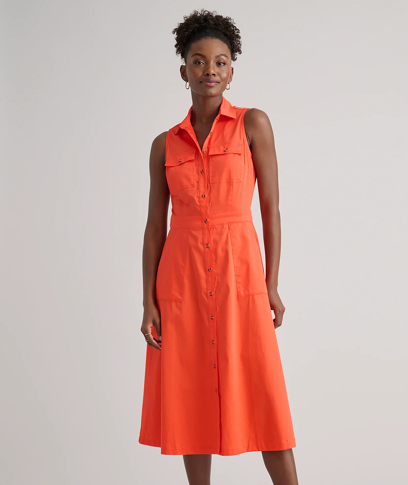 Stretch Cotton Sleeveless Cordelia Shirt Dress - Image 3