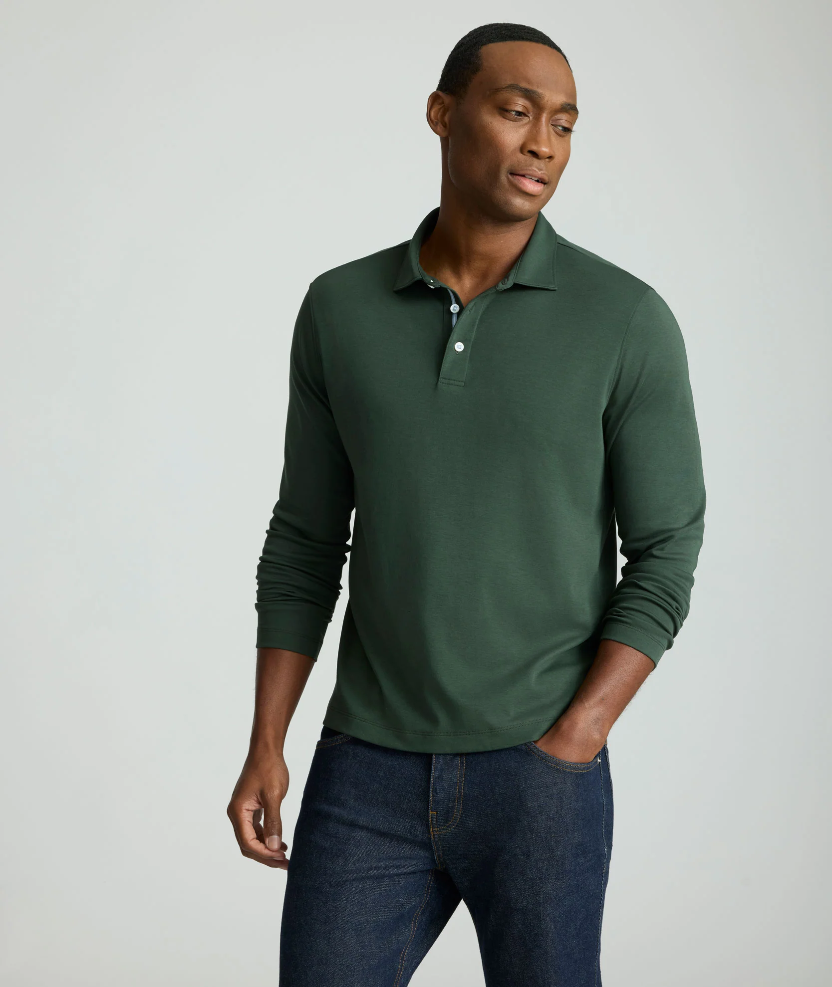 Wrinkle-Free Damaschino Long-Sleeve Polo - FINAL SALE - Image 5