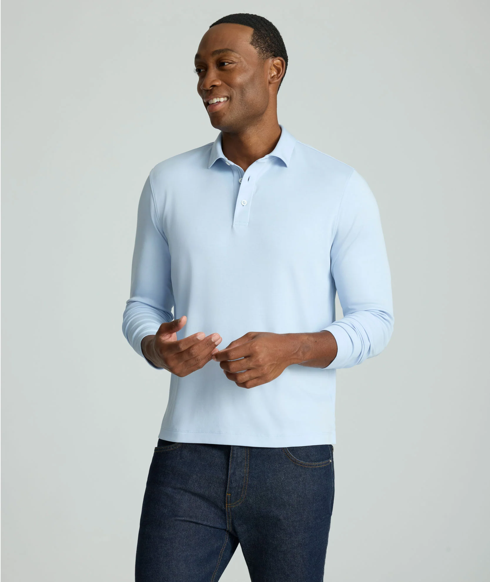 Wrinkle-Free Damaschino Long-Sleeve Polo - FINAL SALE - Image 5