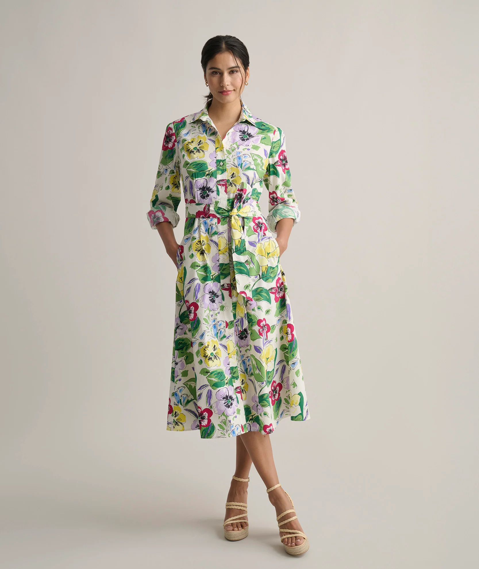 Stretch Cotton Floral Mariah Shirt Dress