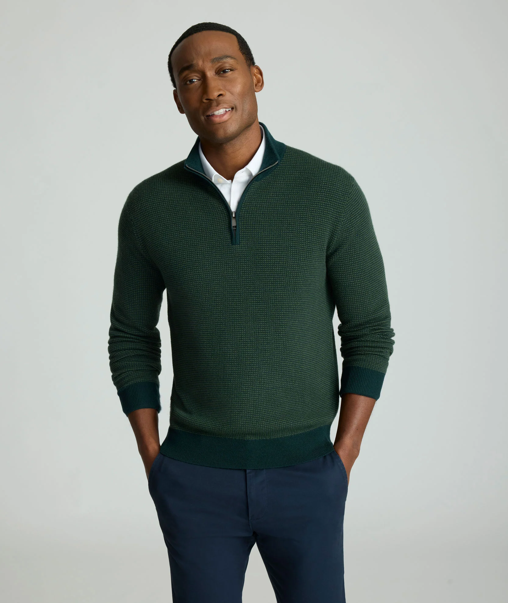 Textured Merino Wool Quarter-Zip Sweater - FINAL SALE