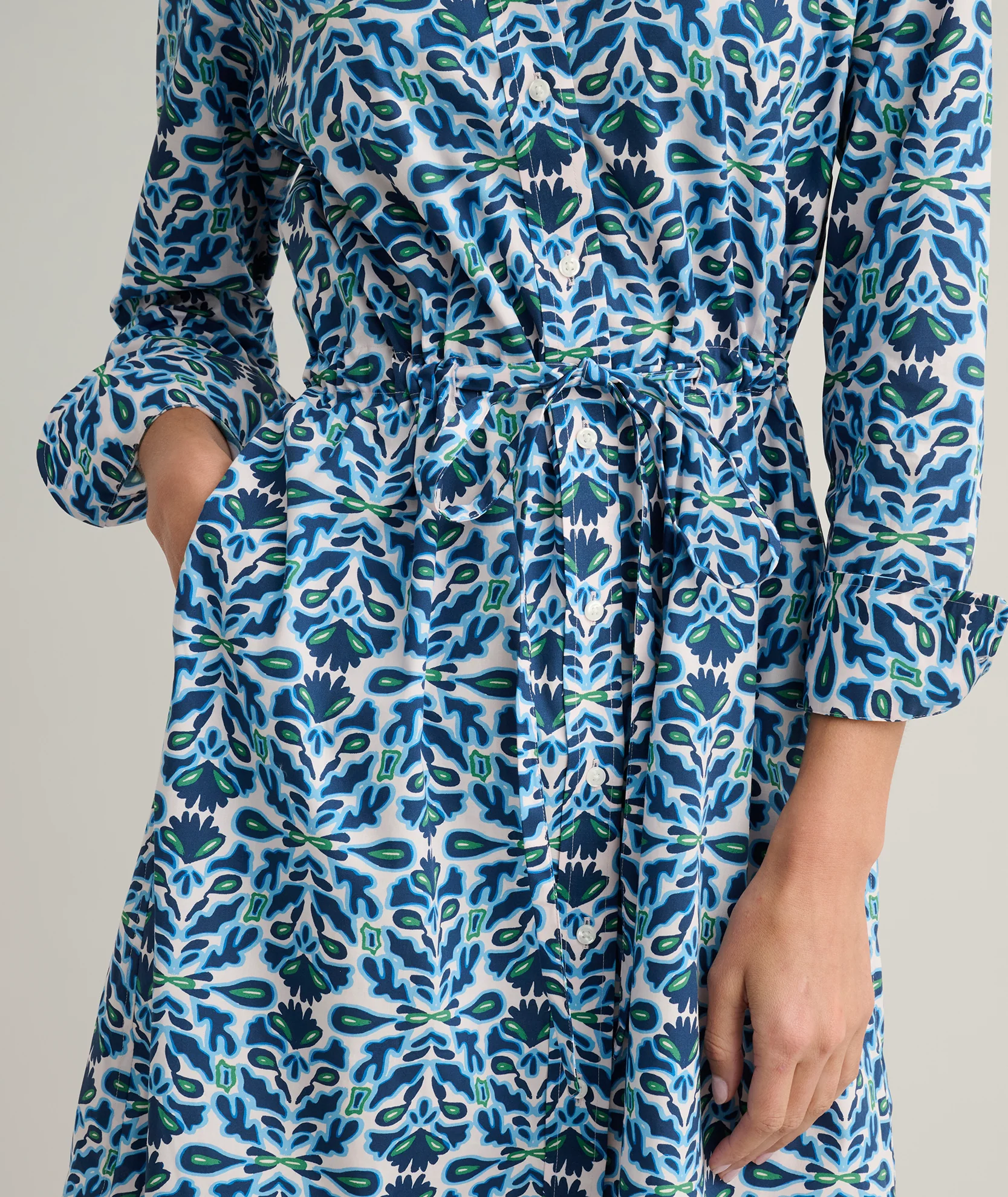 Stretch Cotton Poplin Taylor Shirtdress - Image 2
