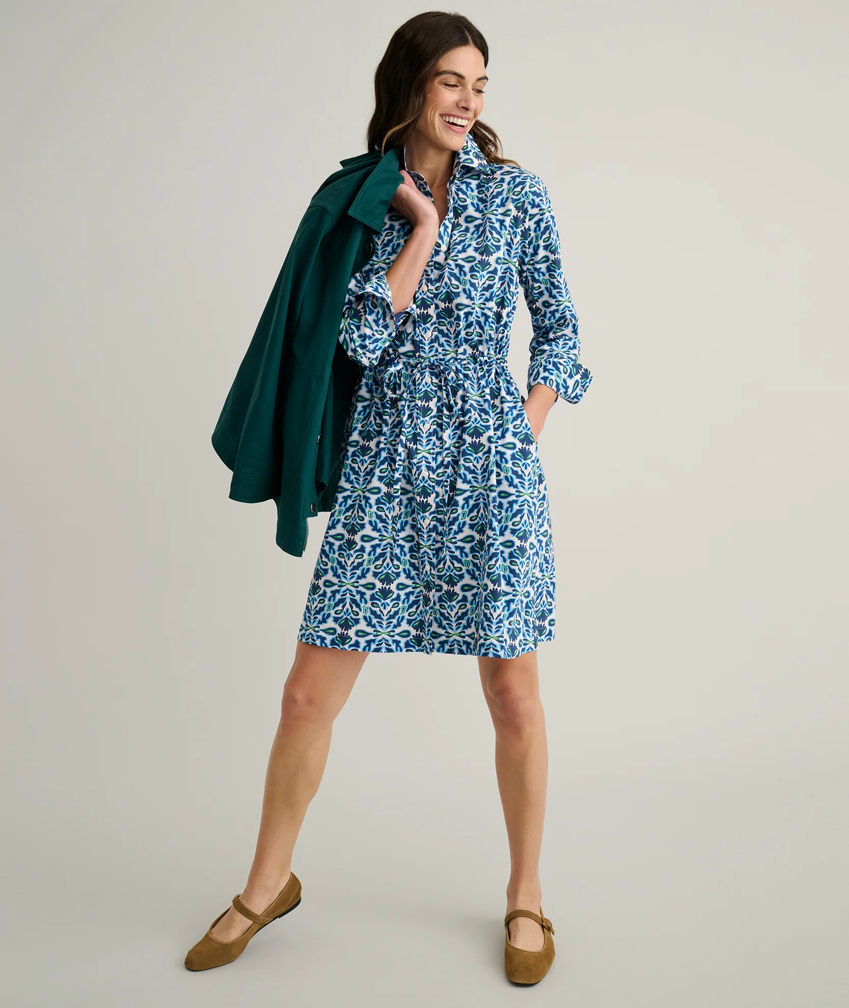 Stretch Cotton Poplin Taylor Shirtdress - Image 6